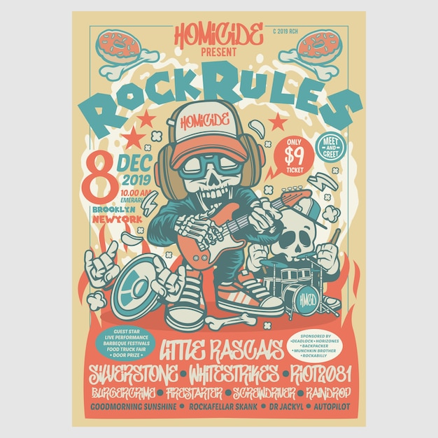 Vector rock rules festival flyer