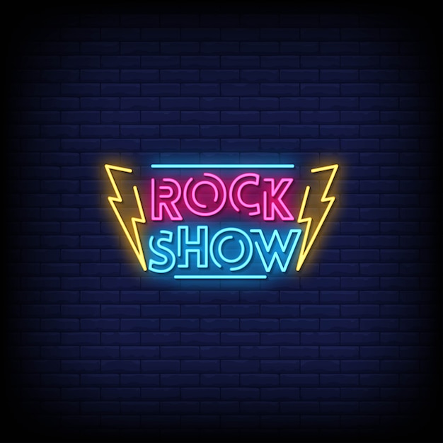 Testo di stile delle insegne al neon di rock show