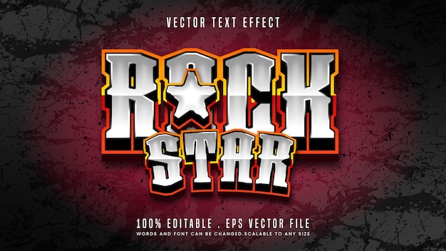 Vector rock star 3d editable text effect font style