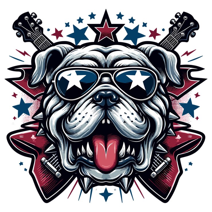 Rock star Bulldog skull head mascot vector