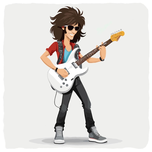 Vector rock star guitarist vector on white background