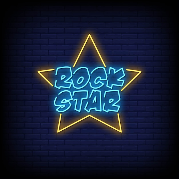 Vector rock star, neon sign style effect text