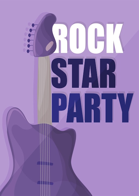 Festa rock star, modello di sfondo del poster musicale - chitarra in viola vettoriale