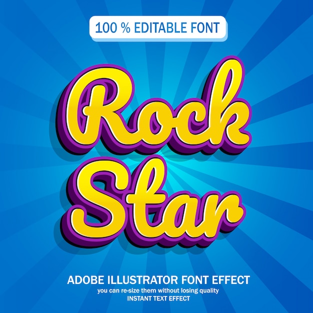 Rock star text, editable font effect