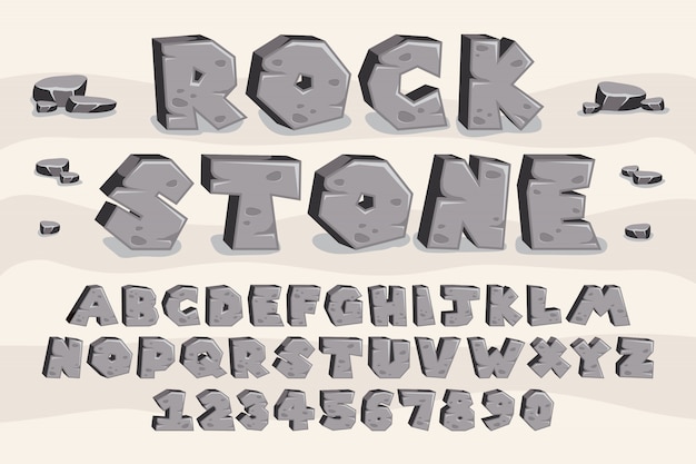 Rock stone alphabet 3d font