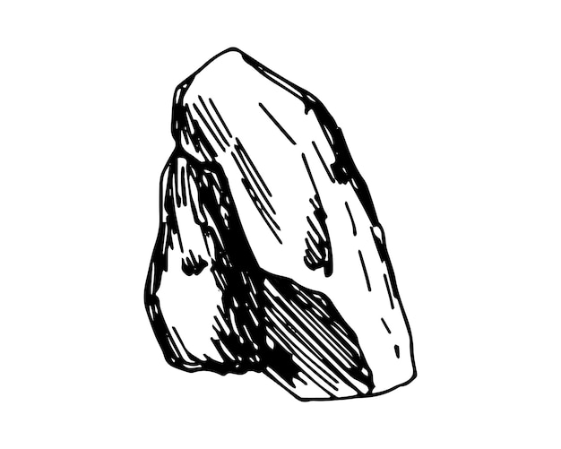 Vector rock stone black and white stone or rock hand drawn sketching