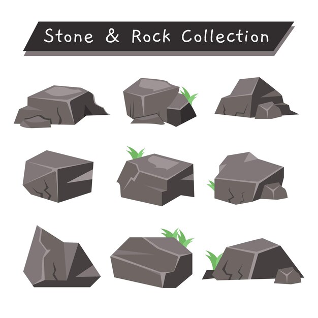 Vector rock and stone collection