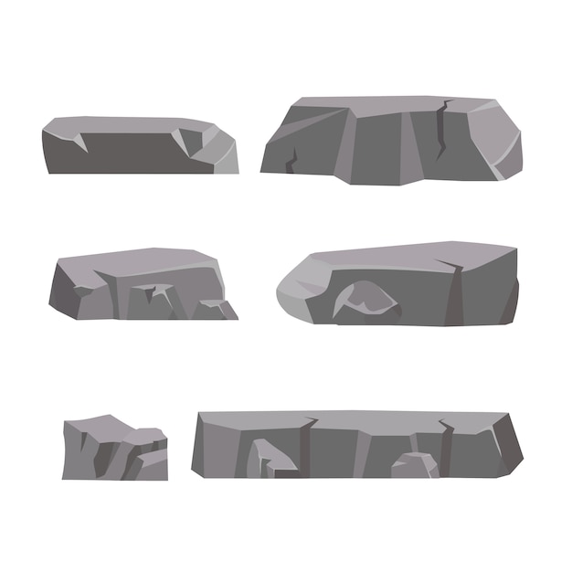 Rock stone set cartoon. stones and rocks in isometric 3d flat style. set of different boulders