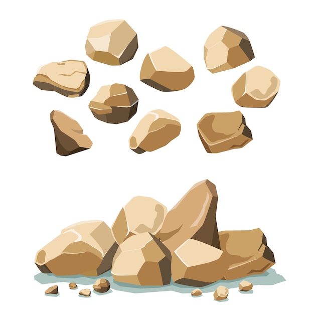 Vector rock and stone set