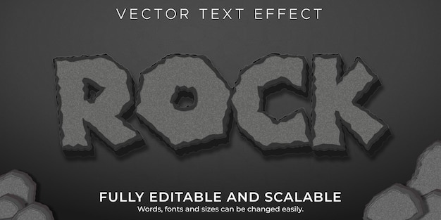 Vector rock and stone text effect, editable text style