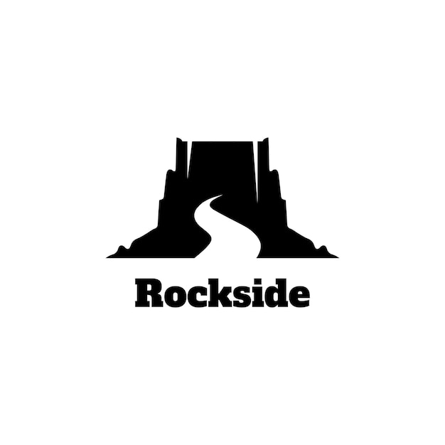Rock stone with way logo vector design illustration