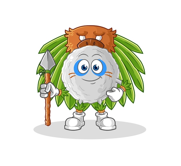 Rock tribal man mascot cartoon vector