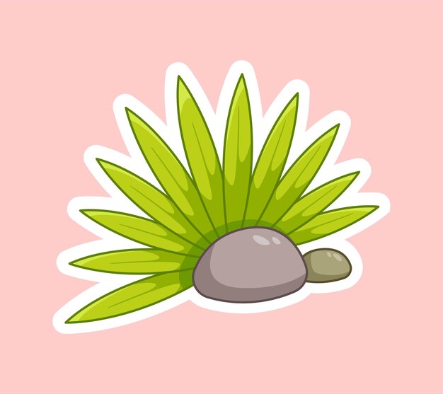 Rock with leaves icon