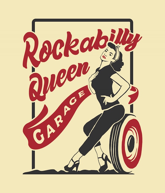 Rockabilly girl illustration
