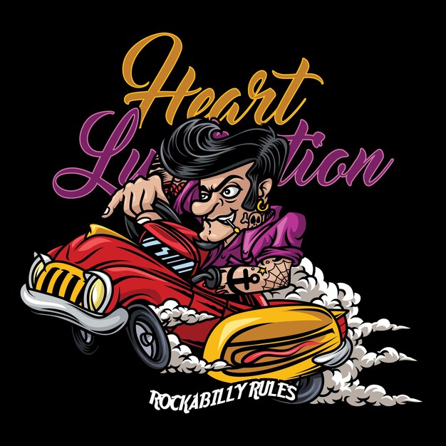 Premium Vector  Rockabilly racing with text illustration