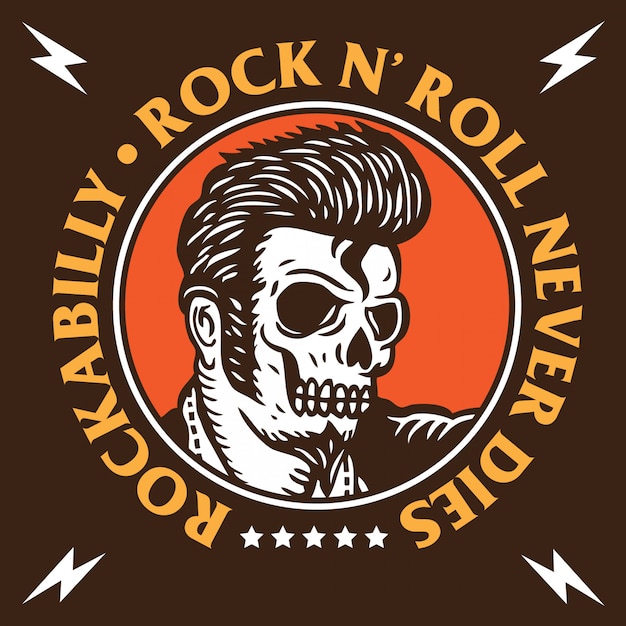 Emblema del cranio di rockabilly