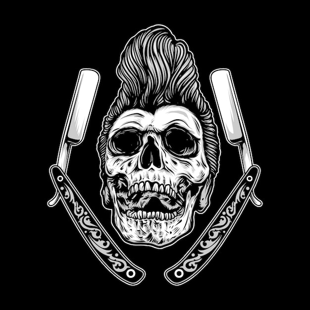 Vector rockabilly skull