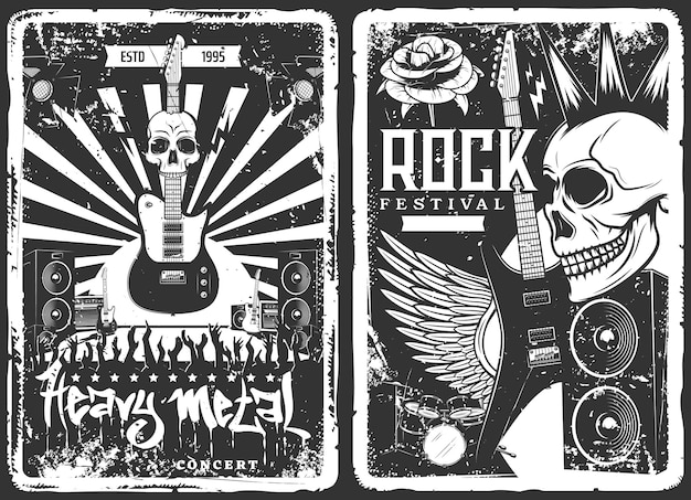 Vector rockconcert muziekband festival grunge poster