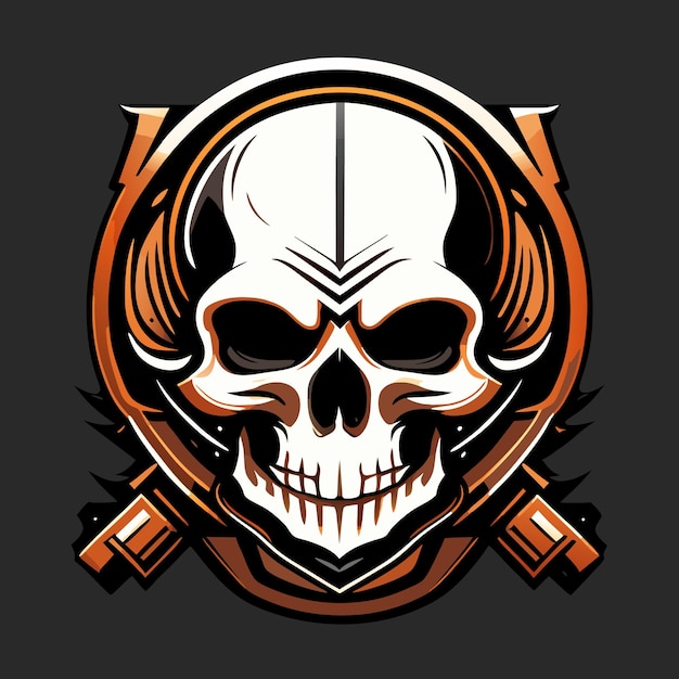 Rocker skull vintage old vector illustration logo