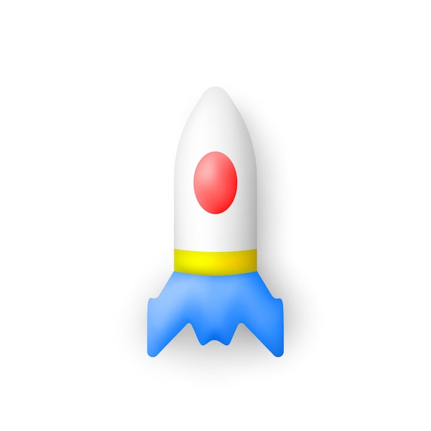 Rocket in 3d cartoon style Vector illustration