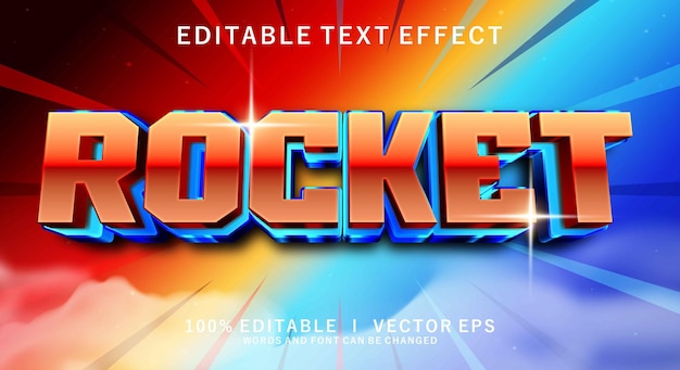 ロケット 3D ベクトルテキスト エフェクト