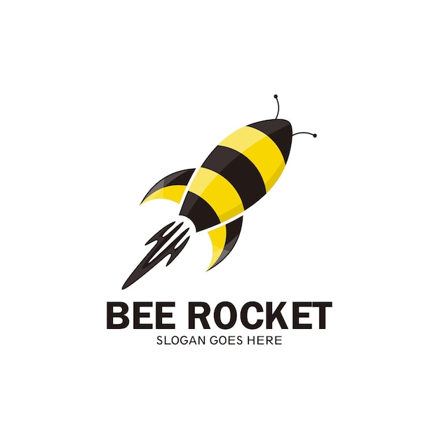 Rocket bee logo sjabloon, bee raket vliegtuig - vector