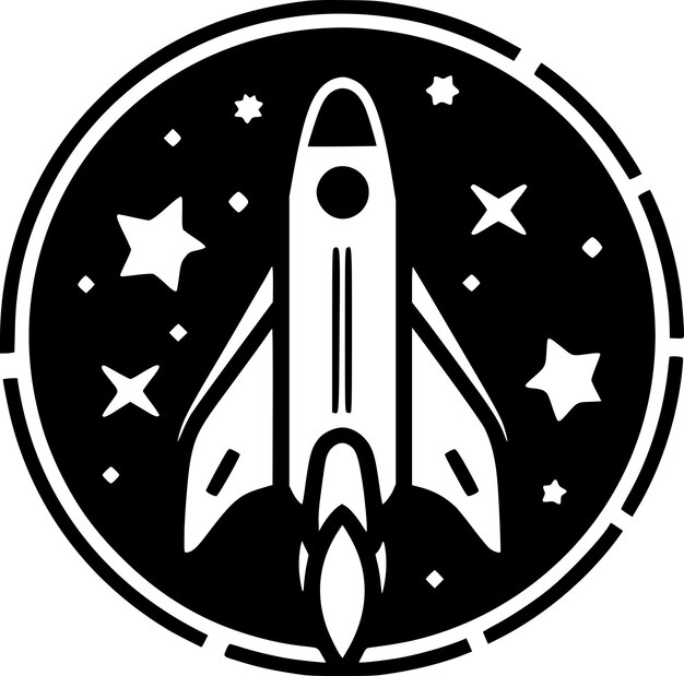 Вектор rocket black and white isolated icon vector illustration