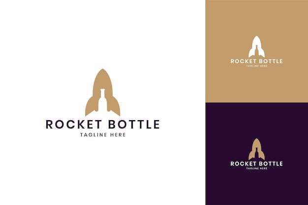 Rocket bottle negative space logo design