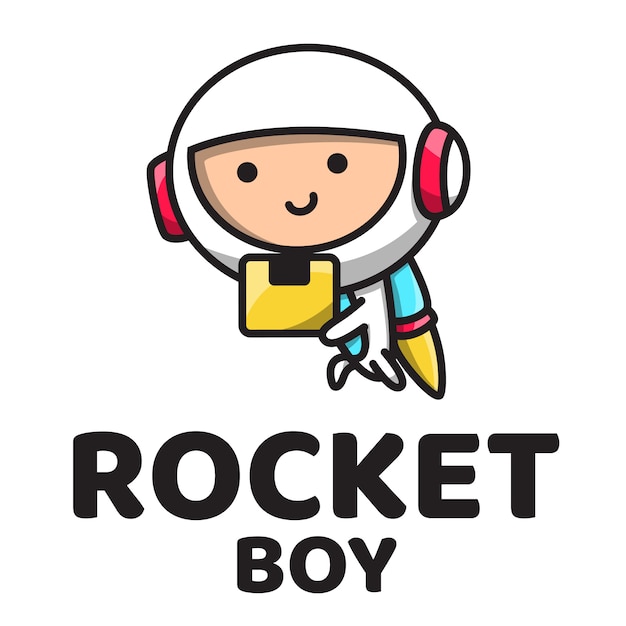 Rocket boy cute logo