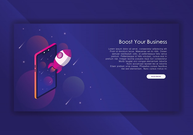 Rocket business isometric design template