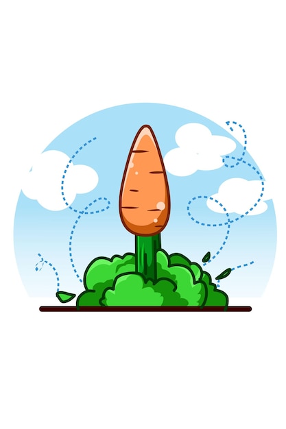 A rocket carrot cartoon illustration