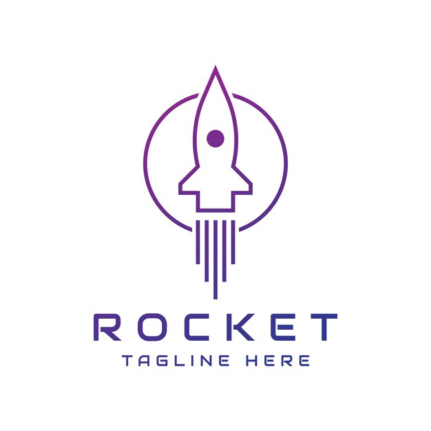 Vector rocket in circle logo design