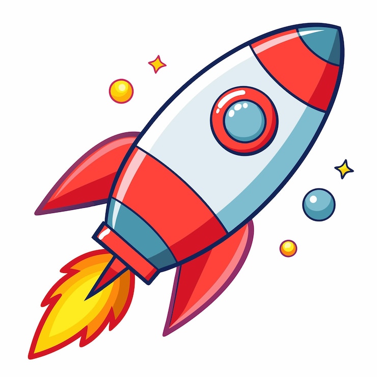 Vector rocket clipart cartoon style vector illustration