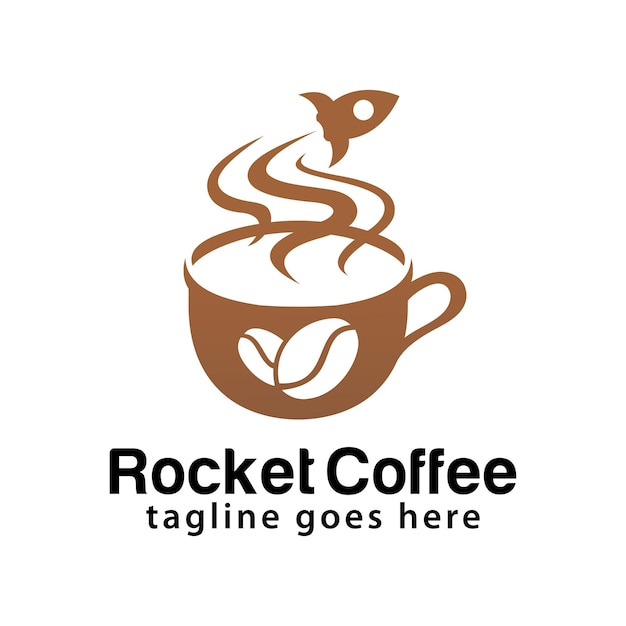 Шаблон дизайна логотипа rocket coffee