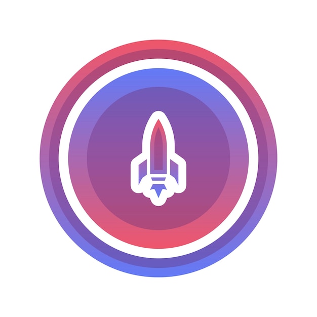 Элемент значка шаблона градиента логотипа ракетной монеты