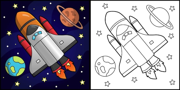 Rocket Coloring Page Vehicle Illustration