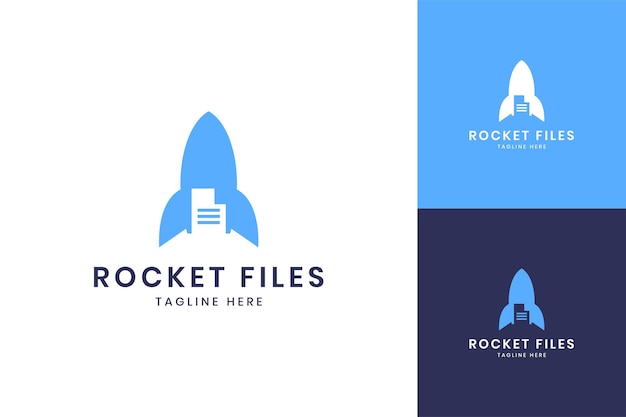 Vector rocket document negative space logo design