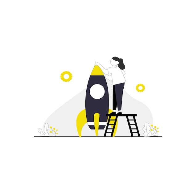 Rocket amp employee vectors illustratie