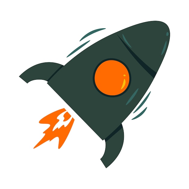 rocket flat illustration full color icon