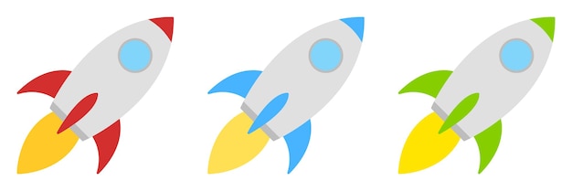 分離されたフラット スタイルのロケット
