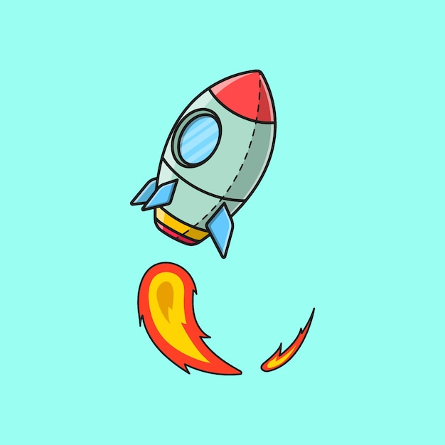 Rocket flying up cartoon