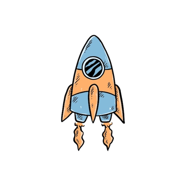 rocket hand drawn illustration vector