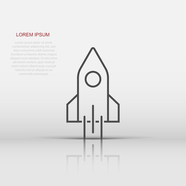 Иконка ракеты в плоском стиле Векторная иллюстрация запуска космического корабля на белом изолированном фоне Бизнес-концепция спутника