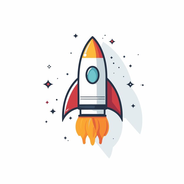 Vector rocket icon in flat style startup vector illustration on white background