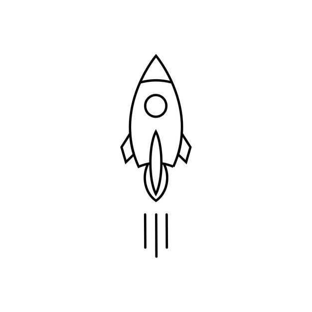 Rocket icon vector rocket ship in a flat style Vector illustration with flying rocket