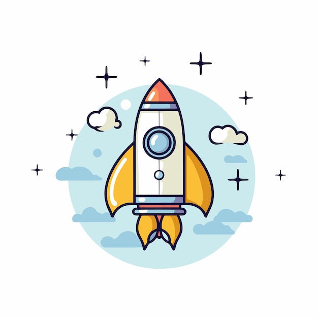 Rocket icoon in platte stijl Start-up vector illustratie op witte achtergrond