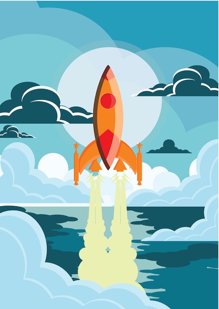 rocket illustration poster