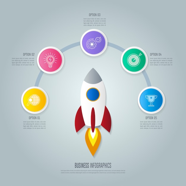 Rocket and infographic elements