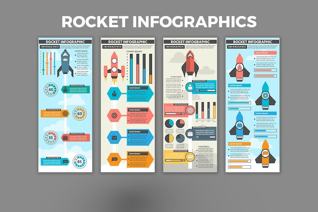 Modello di infografica di razzo