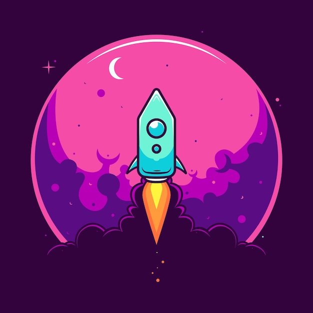 rocket launch art cartoon